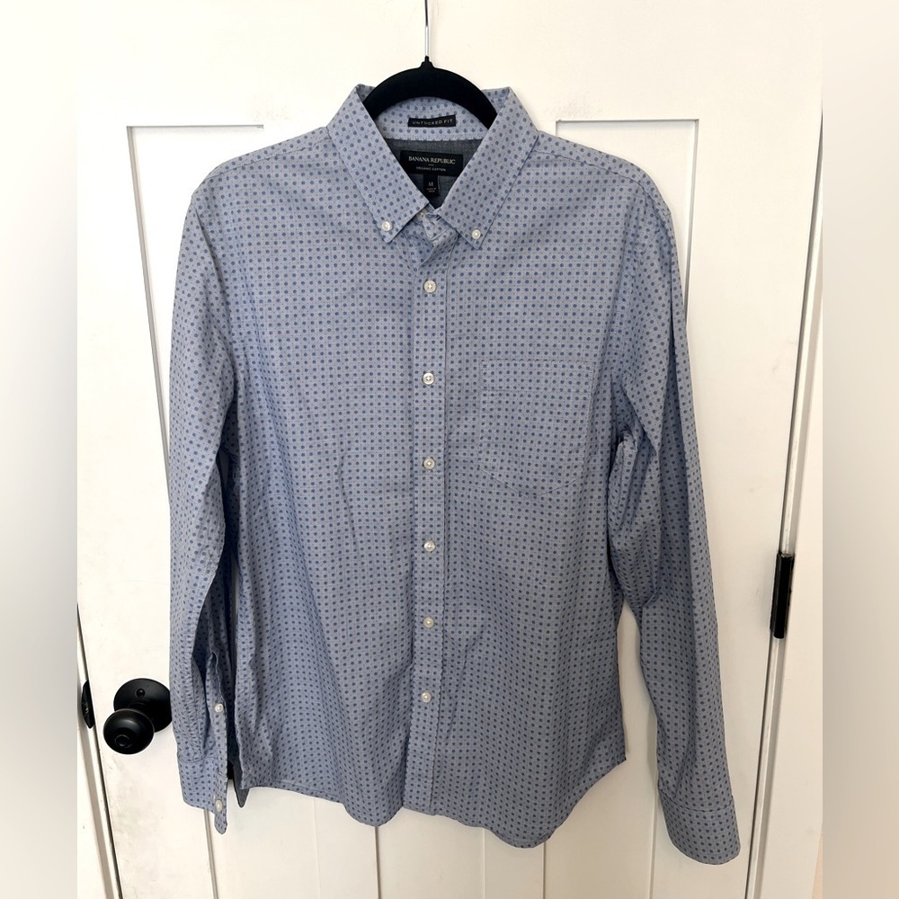 Banana Republic Men Size M Untucked Fit Organic Cotton Casual Long Sleeve Shirt